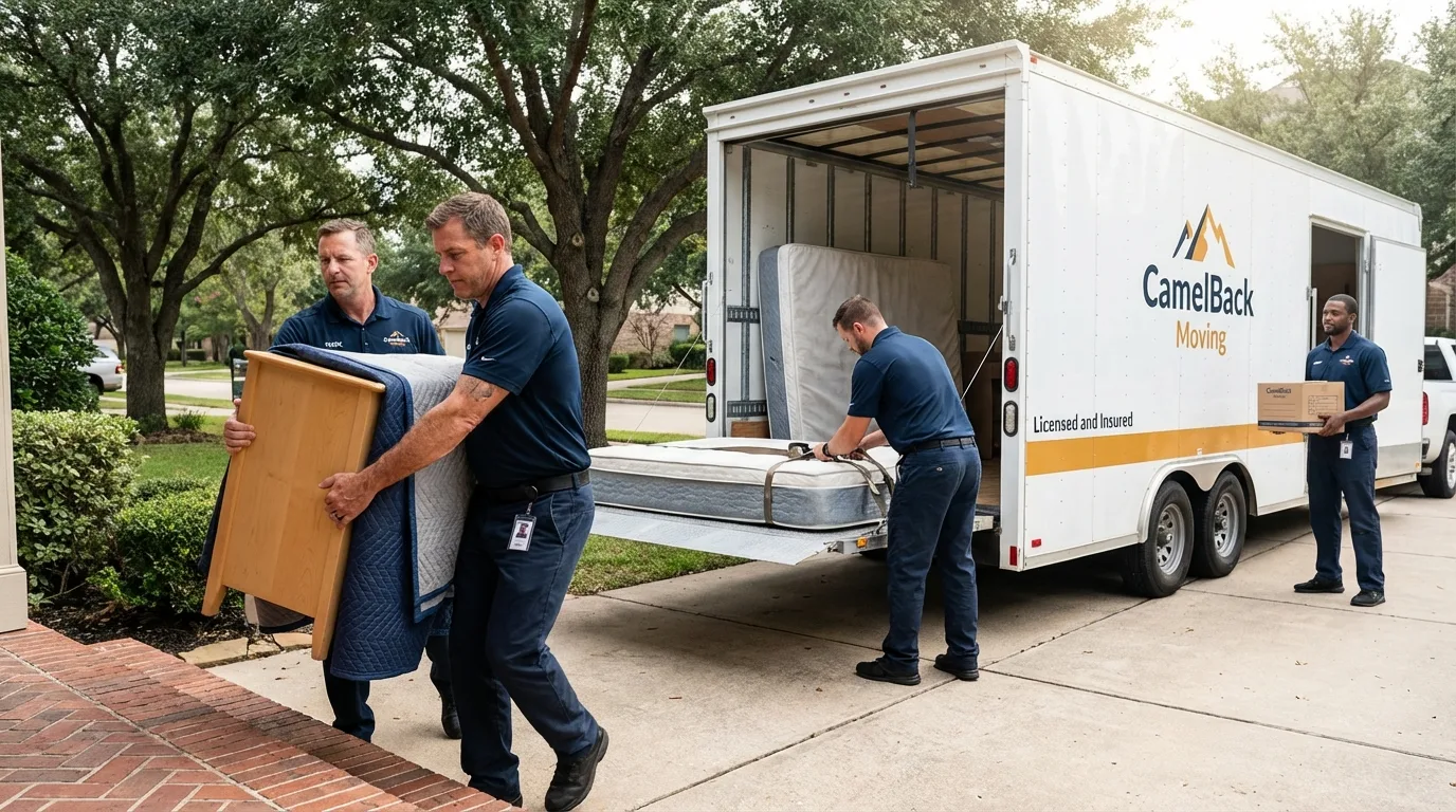 Crew loading residential truck for cross-state move from Pearisburg, VA