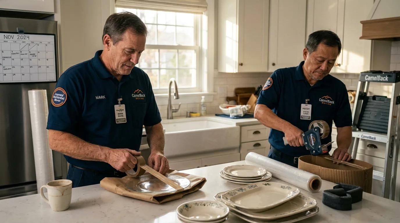 Professional crew packing kitchen dishware in Pearisburg, VA